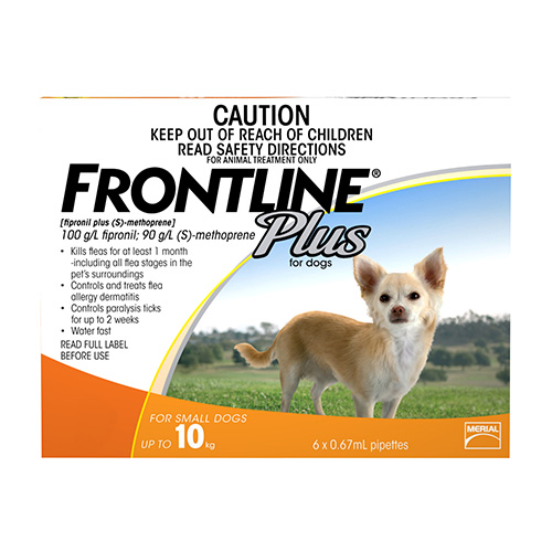 Frontline Plus Flea Tick Control For Dogs For Small Dogs Up To 10kg Orange