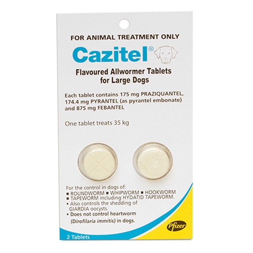 Cazitel Flavoured Allwormer For Large Dogs 35kg (Blue) 4 Tablet-image-5951
