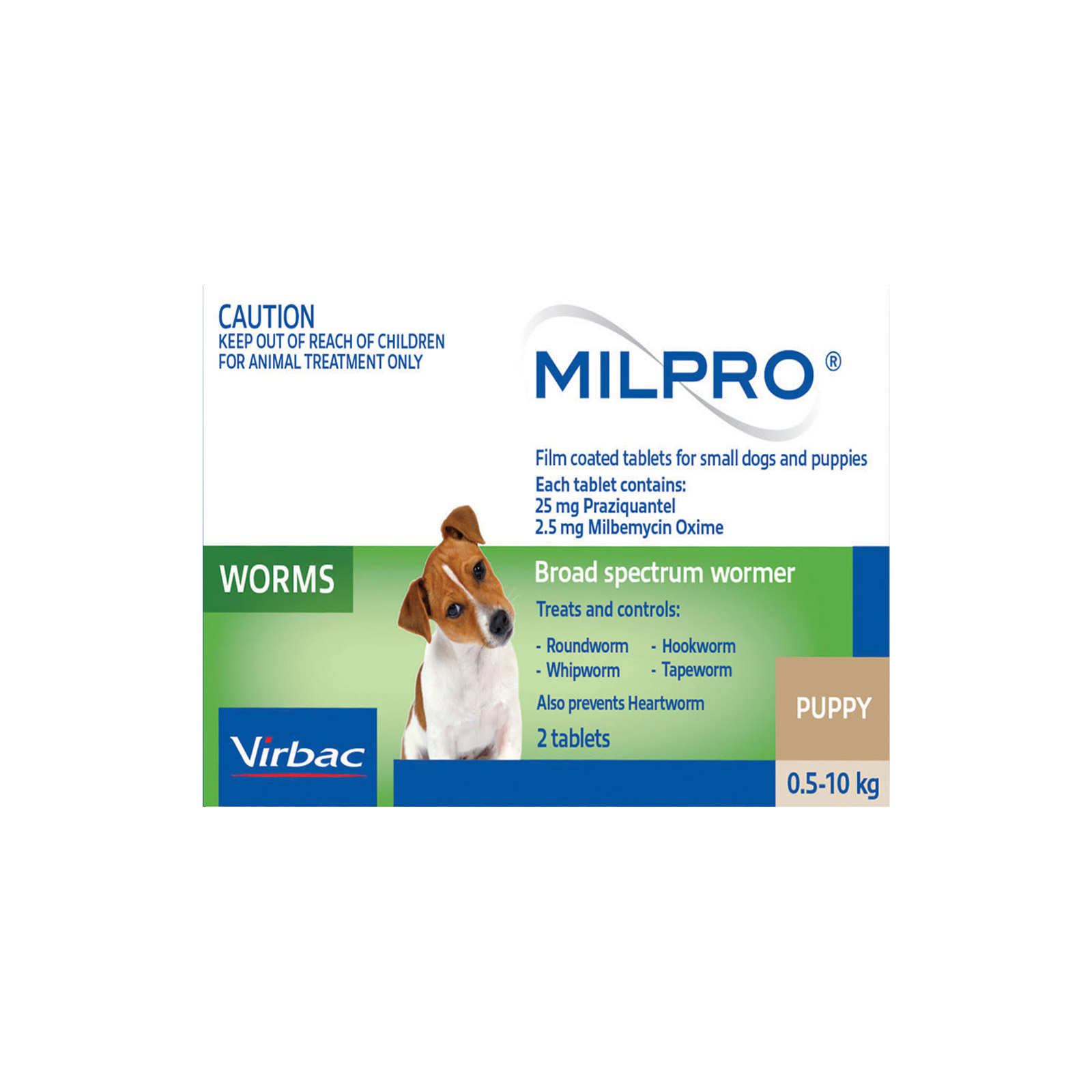 Milpro Allwormer For Dogs 0.5 - 5 Kg (Up To 11lbs) 2 Tablet-image-21603