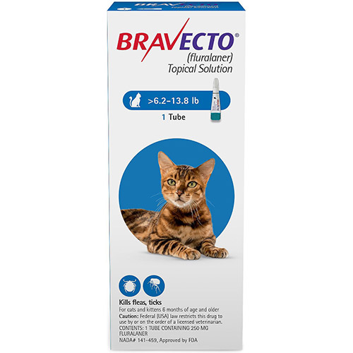 Bravecto Spot-On for Medium Cats 6.2 lbs - 13.8 lbs (Blue) 250 mg