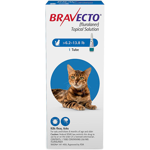 Bravecto Spot-On For Medium Cats 6.2 Lbs - 13.8 Lbs (Blue) 250 Mg 1 Pack-image-9730