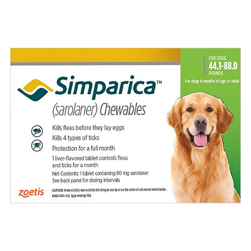 Simparica Chewables for Large Dogs 20.1-40KG (GREEN)
