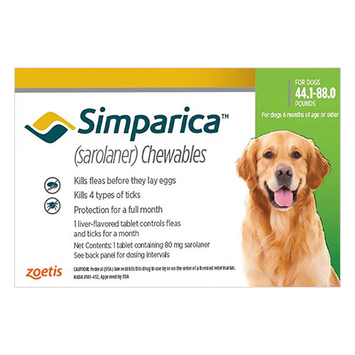 Simparica For Large Dogs 20.1-40kg (Green) 3 Doses-image-9440