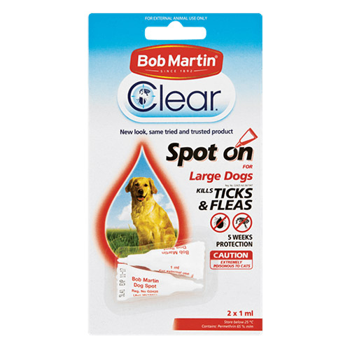 Bob Martin Clear Ticks & Fleas Spot On For Large Dogs 2x1ml 1 Pack-image-21342