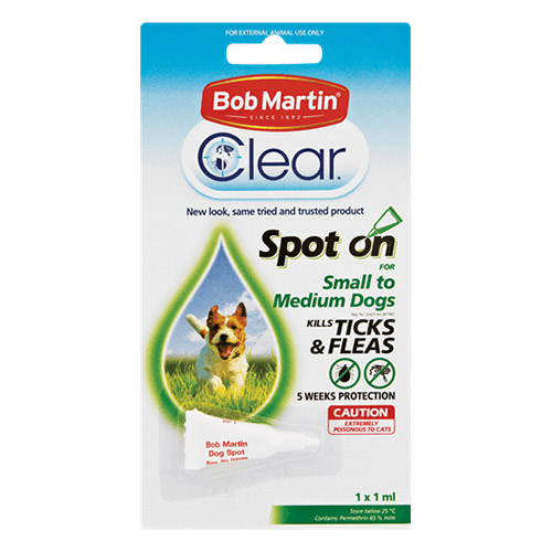 Bob Martin Clear Ticks & Fleas Spot On For Small To Medium Dogs 1x1ml 1 Pack-image-21341