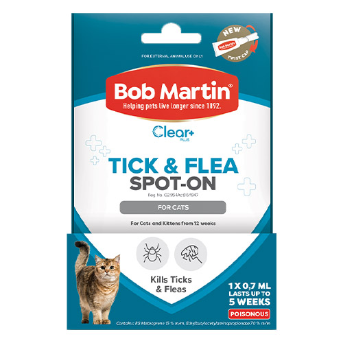 Bob Martin Clear Ticks & Fleas Spot On For Cats 1x0.7ml 1 Pack-image-21339