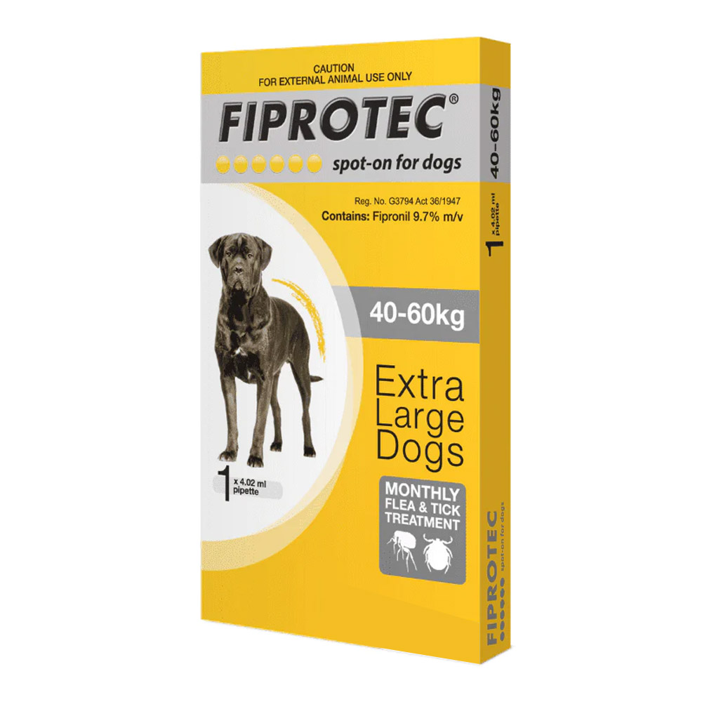 Fiprotec Spot-On For Extra Large Dogs 88-132lbs (Yellow) 12 Pack