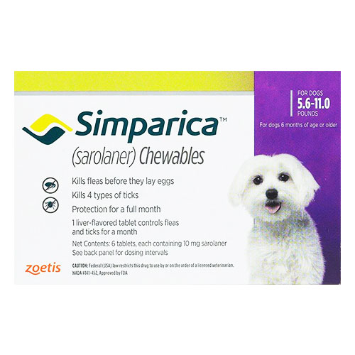 Simparica Chewables for Very Small Dogs 2.5-5KG (PURPLE)