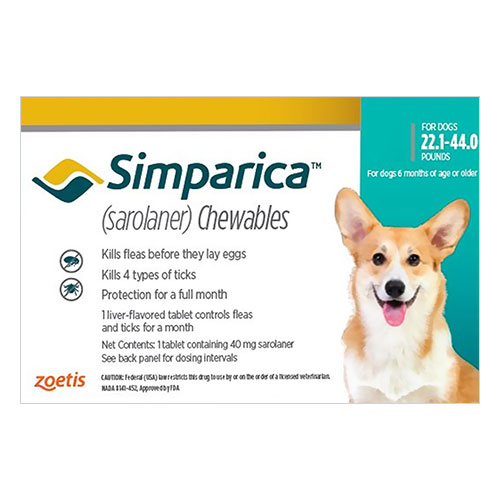 Simparica 40mg For Medium Dogs 10.1-20kg (Blue) 3 Doses-image-9437