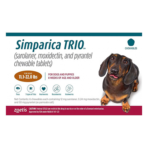Simparica Trio For Dogs 11.1-22 Lbs (Caramel) 12 Doses-image-20930