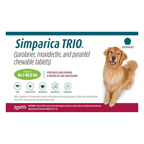 Simparica Trio For Dogs 44.1-88 Lbs (Green) 12 Doses-image-20936