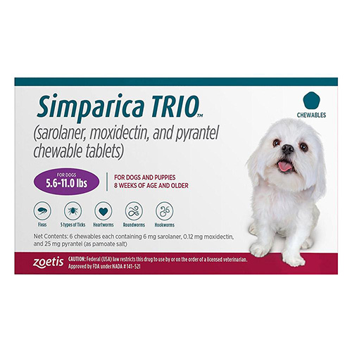 Simparica Trio For Dogs 5.6-11 Lbs (Purple) 12 Doses-image-20927