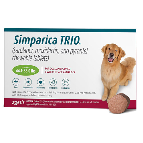 Simparica Trio For Dogs 44.1-88 Lbs (Green) 12 Chews-image-20936
