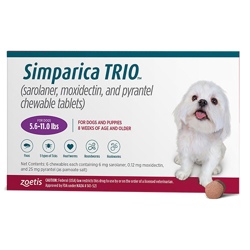 Simparica Trio For Dogs 5.6-11 Lbs (Purple) 12 Chews-image-20927