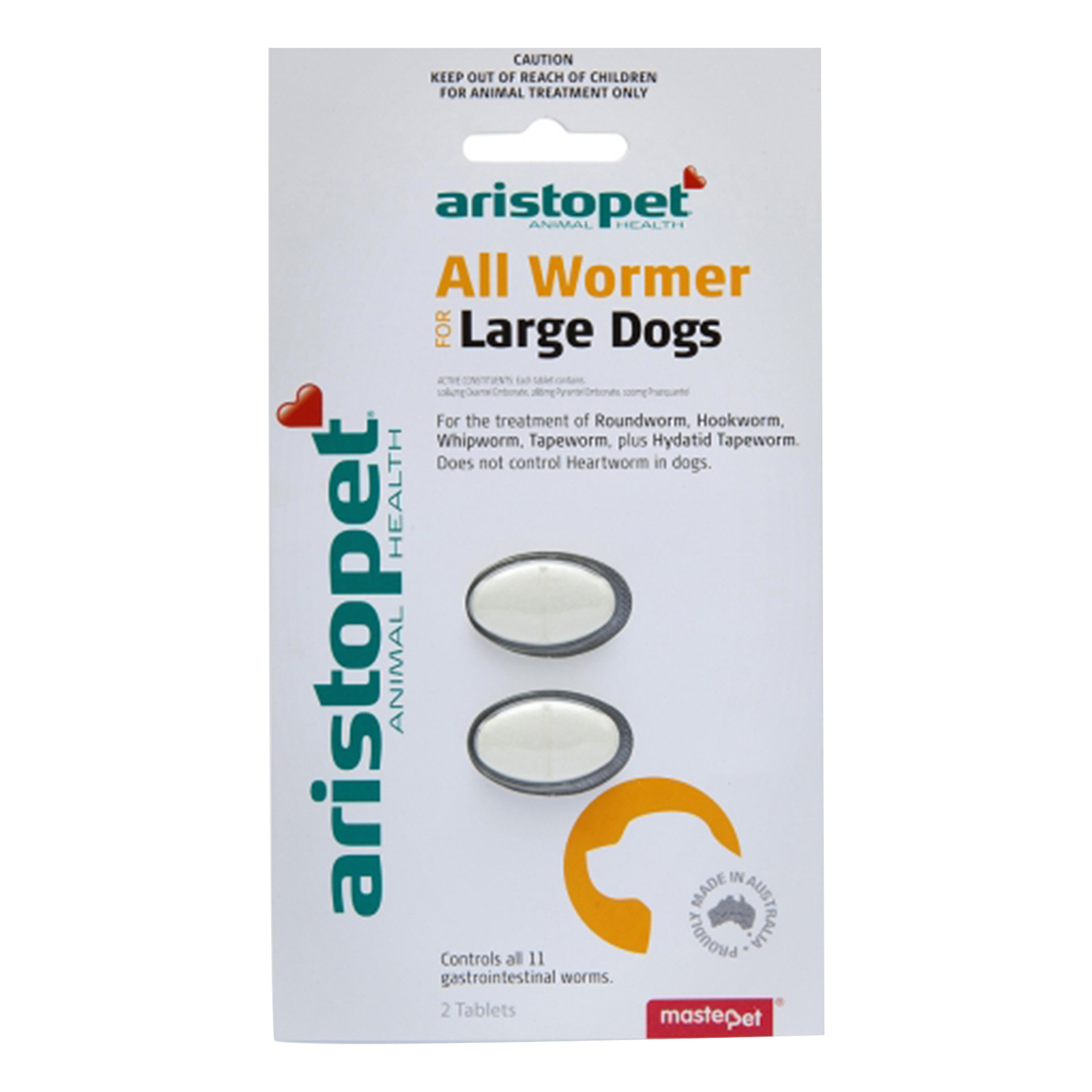 Aristopet Allwormers For Large Dogs 20 Kgs (44lbs) 2 Tablet-image-21640