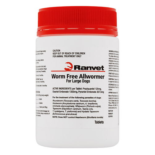 Ranvet Allwormer For Large Dogs 25 Kg (55lbs) 50 Tablet-image-21662