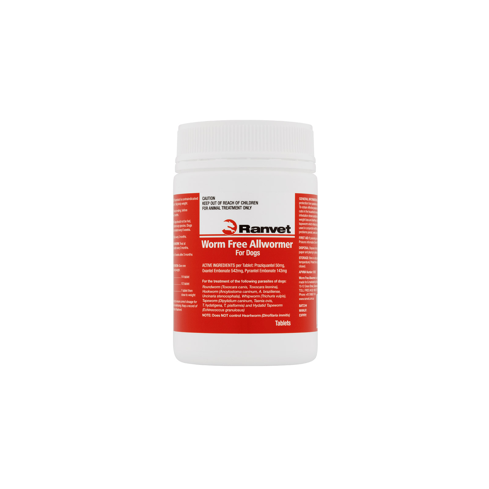 Ranvet Allwormer For Small Dogs 10kg (22lbs) 25 Tablet-image-21658
