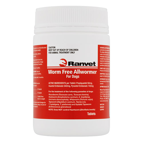 Ranvet Allwormer For Small Dogs 10kg (22lbs) 50 Tablet-image-21659