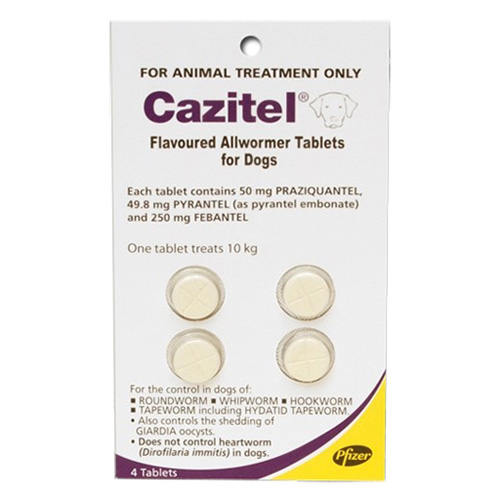Cazitel Flavoured Allwormer For Dogs 10kg (Purple) 4 Tablet