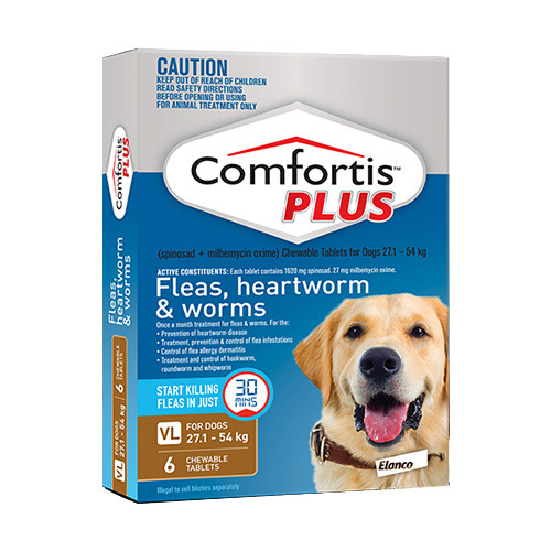Comfortis Plus (Trifexis) For Xlarge Dogs (27.1-54kg) Brown 6 Chews-image-9611