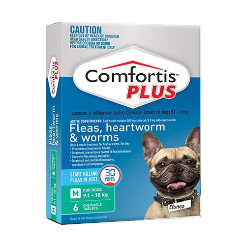 Comfortis Plus (Trifexis) For Medium Dogs (9.1-18kg) Green 6 Chews-image-9609