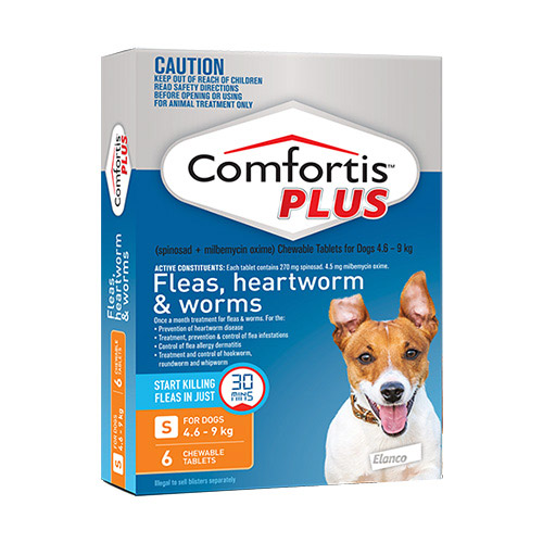 Comfortis Plus (Trifexis) Chewable Tablets For Small Dogs (4.6-9kg) Orange