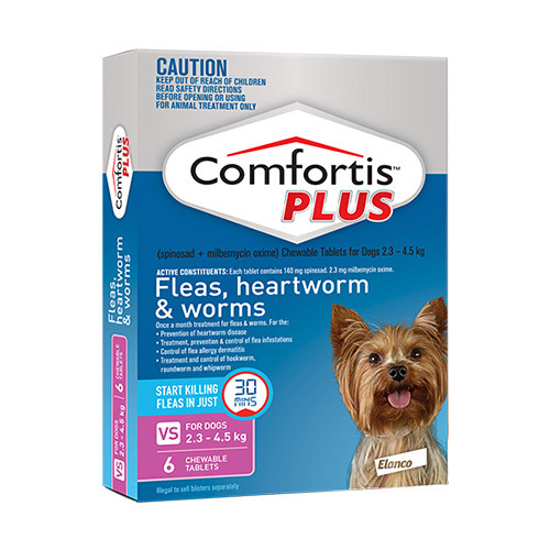 Comfortis Plus (Trifexis) Chewable Tablets For XSmall Dogs (2.3-4.5kg) Pink