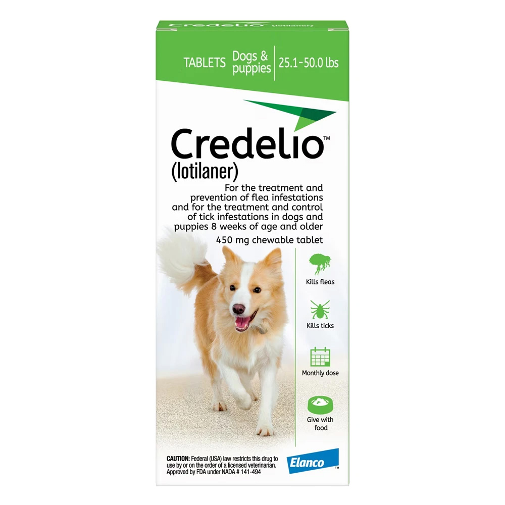 Credelio For Dogs 25 To 50 Lbs (450mg) Green 12 Doses-image-20419