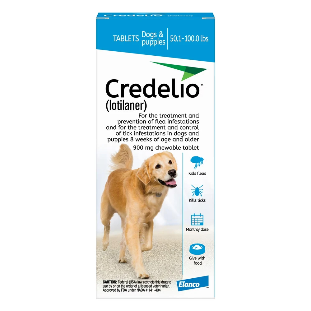 Credelio For Dogs 50 To 100 Lbs (900mg) Blue 12 Doses-image-20422