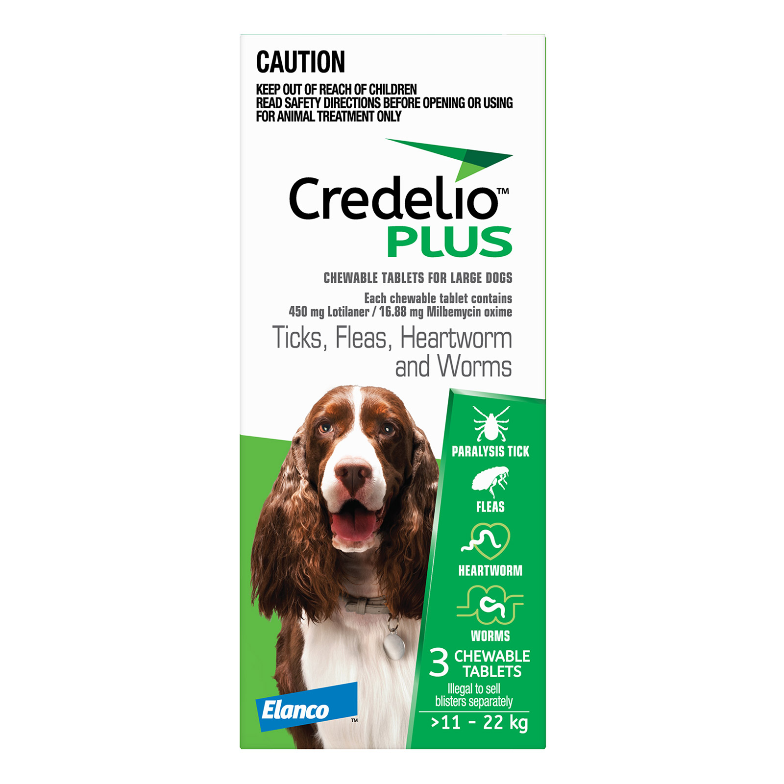 Credelio Plus For Large Dog 11-22kg (Green) 3 Chews-image-21279