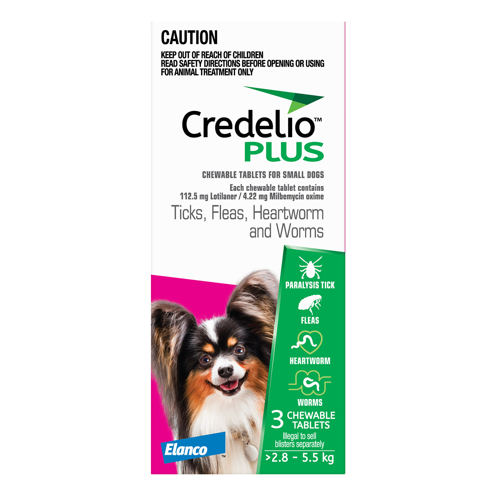 Credelio Plus For Small Dog 2.8-5.5kg (Pink) 3 Chews-image-21277