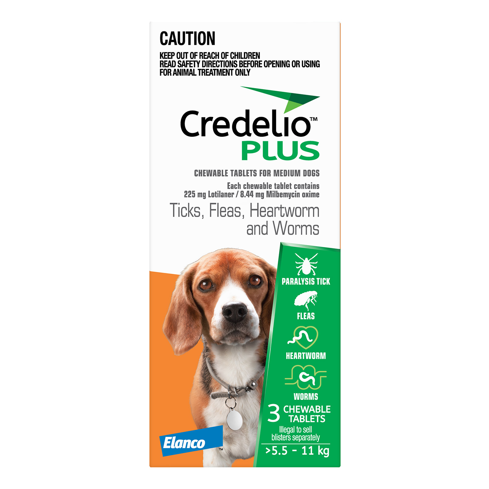 Credelio Plus For Medium Dog 5.5-11kg (Orange) 3 Chews-image-21278