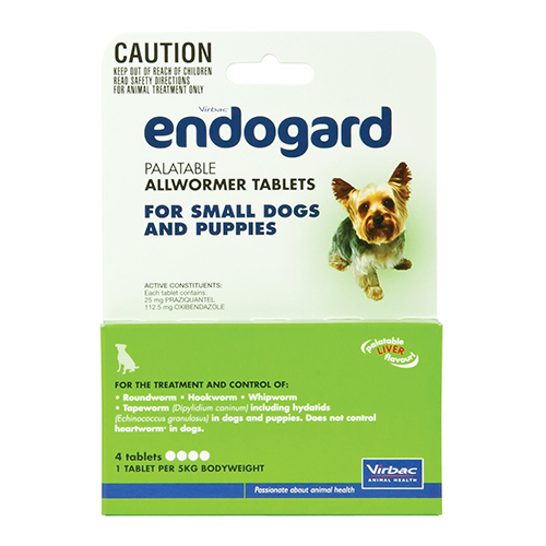 Endogard For Small Dogs/Puppies 5kg (Green) 4 Tablets-image-5889