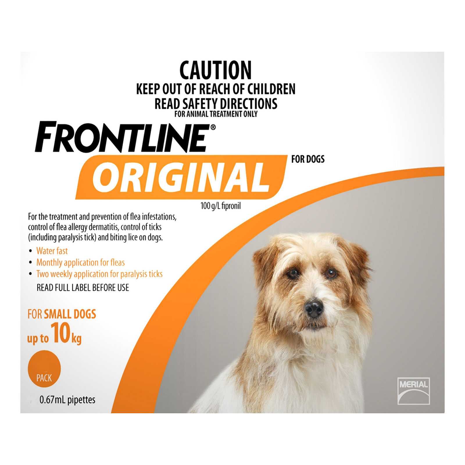 Frontline Original For Small Dogs Up To 10kgs (Orange) 3 Pipettes-image-21507