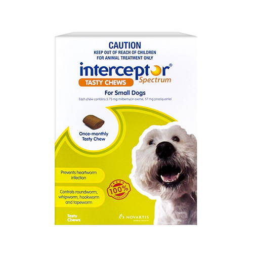 Interceptor Spectrum Tasty Chews For Small Dogs 4 To 11kg (Green) 3 Chews-image-9091