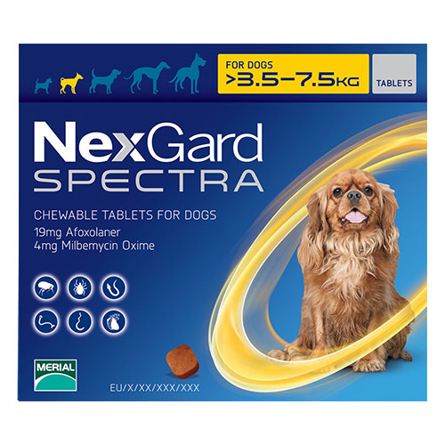 Nexgard Spectra Yellow For Small Dogs (3.6-7.5kg) 3 Pack-image-9445