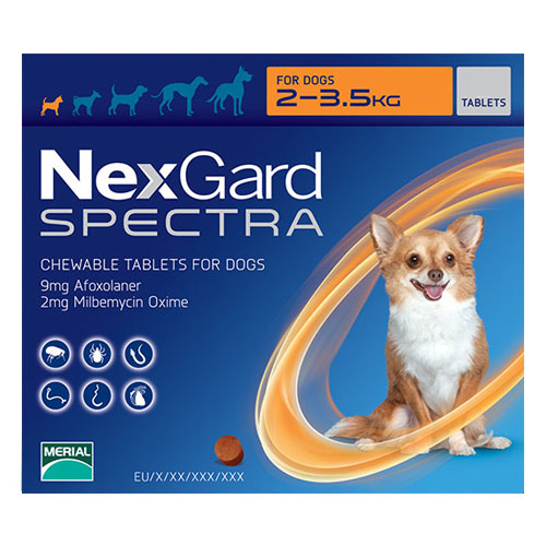 Nexgard Spectra Chewables Orange for Very Small Dogs (2-3.5kg)