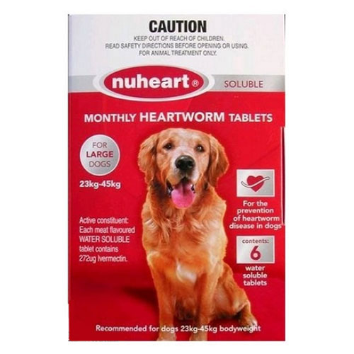 Nuheart Generic Heartgard Tabs For Large Dogs - Nuheart 23 To 45Kg (Red)