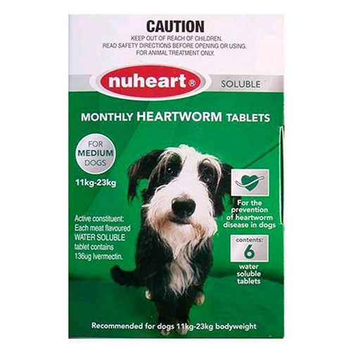Nuheart Generic Heartgard Tabs For Medium Dogs - Nuheart 11 To 23Kg (Green)