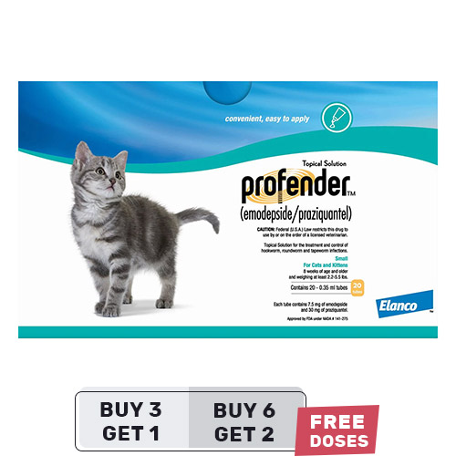Profender Allwormer Small Cats & Kittens (0.35 Ml) 2.2-5.5 Lbs 3 + 1 Dose Free-image-20605