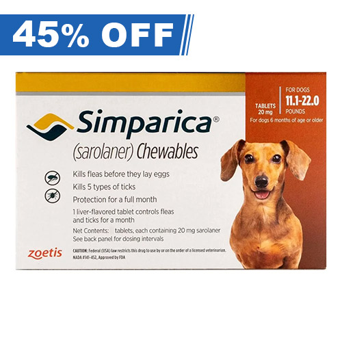Simparica For Small Dogs (11 To 22lbs) Orange 3 Doses-image-9436