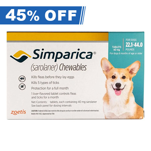 Simparica For Medium Dogs 22 To 44lbs (Blue) 3 Doses-image-9437