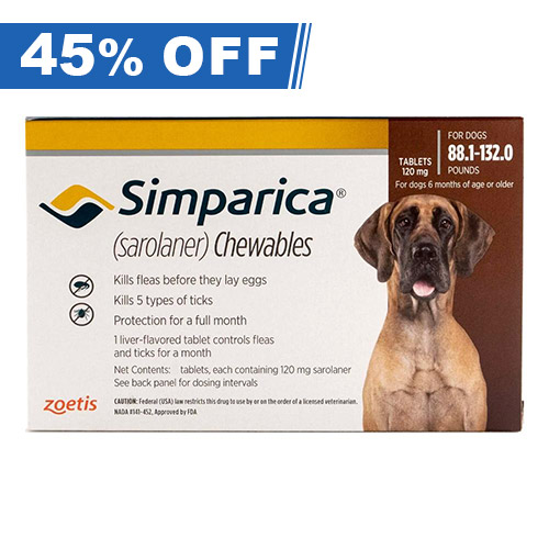 Simparica For Xlarge Dogs 40-60kg (88 To 132lbs) Red 3 Doses-image-9442