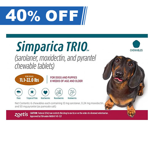 Simparica Trio For Dogs 11.1-22 Lbs (Caramel) 3 Doses-image-20928