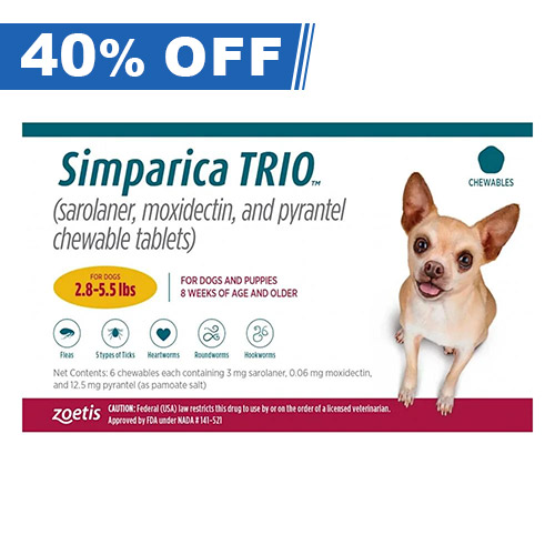 Simparica Trio For Dogs 2.8-5.5 Lbs (Gold) 6 Doses-image-20923
