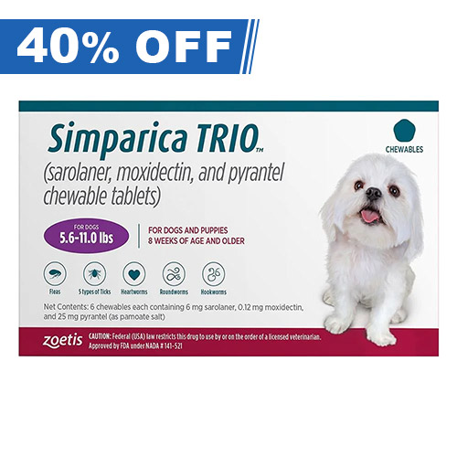 Simparica Trio For Dogs 5.6-11 Lbs (Purple) 6 Doses-image-20926