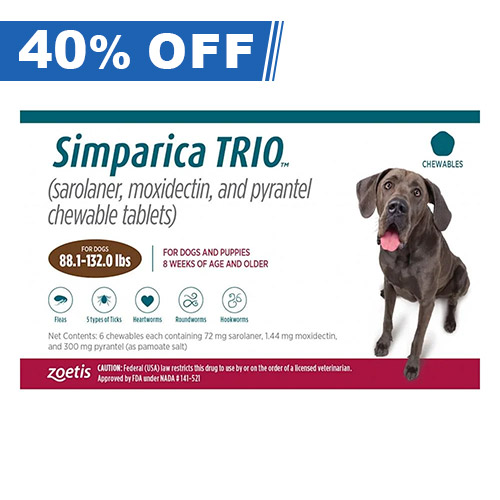 Simparica Trio For Dogs 88.1-132 Lbs (Brown) 6 Doses-image-20938