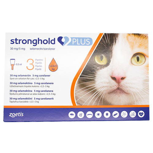 Stronghold Plus For Medium Cats 5.5-11lbs (2.5-5kg) Orange 3 Pack-image-20508
